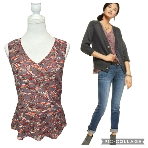 CAbi Bird Print Back Bow Blouse - Picture 1 of 8